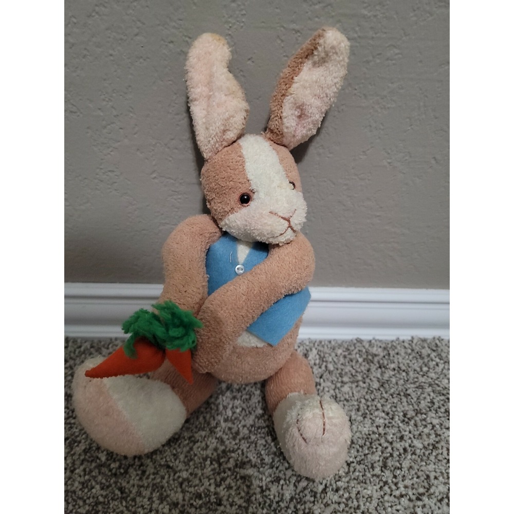 Vintage Terry Cloth Bunny Rabbit with carrots‎ Plush  Toy 13"